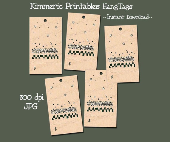 primitive checks stars digital u print hang tags for etsy