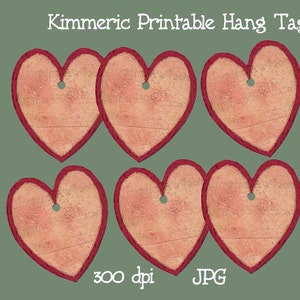 Grubby Hearts - Digital U Print Hang Tags for Crafts Downloadable, Printable, Rustic, Primitive, Decorative, Tie on Your Handmade Items