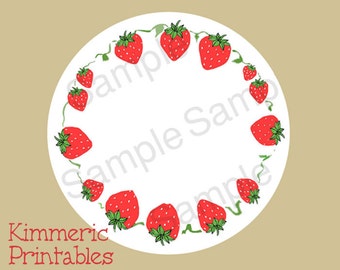 Printable Strawberry Canning Labels, Stickers, Hang Tags (Digital Download)