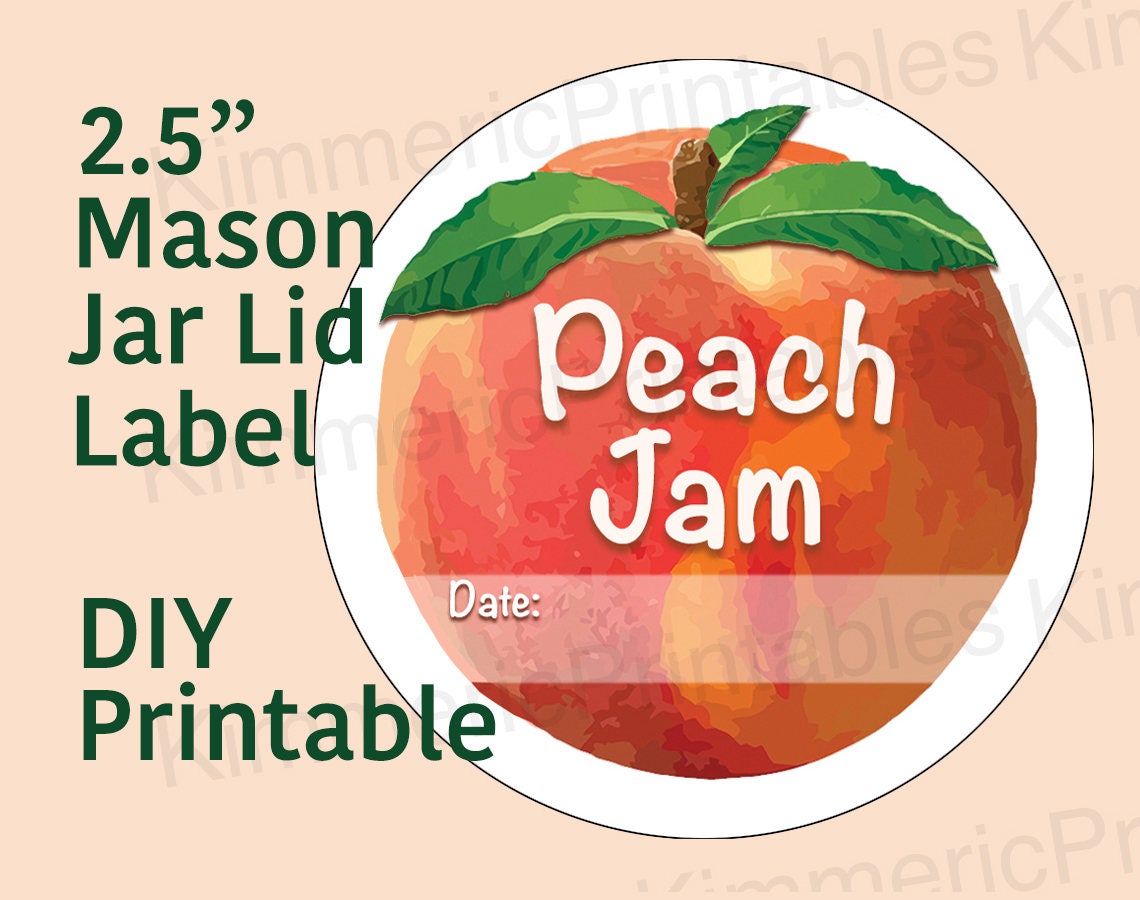 Printable PEACH JAM Canning Labels,peach Hang Tags,mason Jar Labels ...