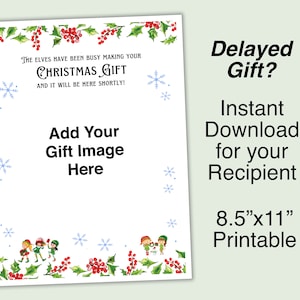 Regalo de Navidad tardío, Imprimible, Descarga instantánea, Mensaje de regalo retrasado, Tarjeta de regalo tardía, Carta de Navidad retrasada, Carta imprimible de regalo tardío