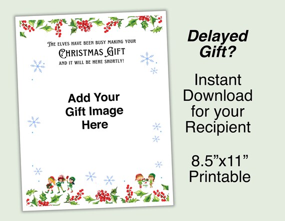 Delayed Christmas Gift Letter, Printable Gift Announcement