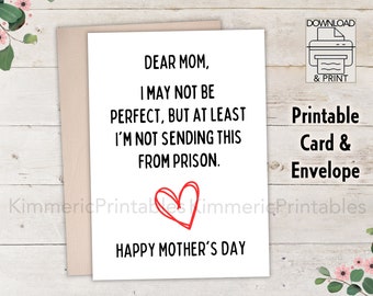 PRINTABLE Mother's Day Card &Envelope,Mother's Day Gift,Gift For Mom,Printable Card,Funny Mother's Day,Simple Mother's Day Card,Card For Mom