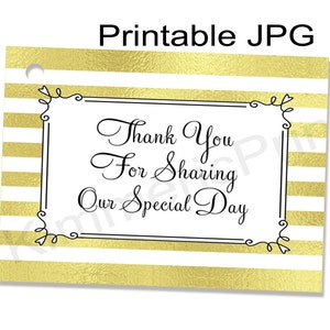 INSTANT DOWNLOAD ~Printable~Special Day~Party Tags-Weddings~Gift Tags~Favors~Thank You Gift Tags~Gold Metallic Stripes~Bridal Shower