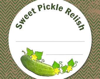 Imprimible SWEET PICKLE Etiquetas de enlatado, Etiquetas colgantes, Tarros de masón, Tapas, Descargable, DIY, Descarga instantánea, Pickles, Etiquetas de regalo, Toppers