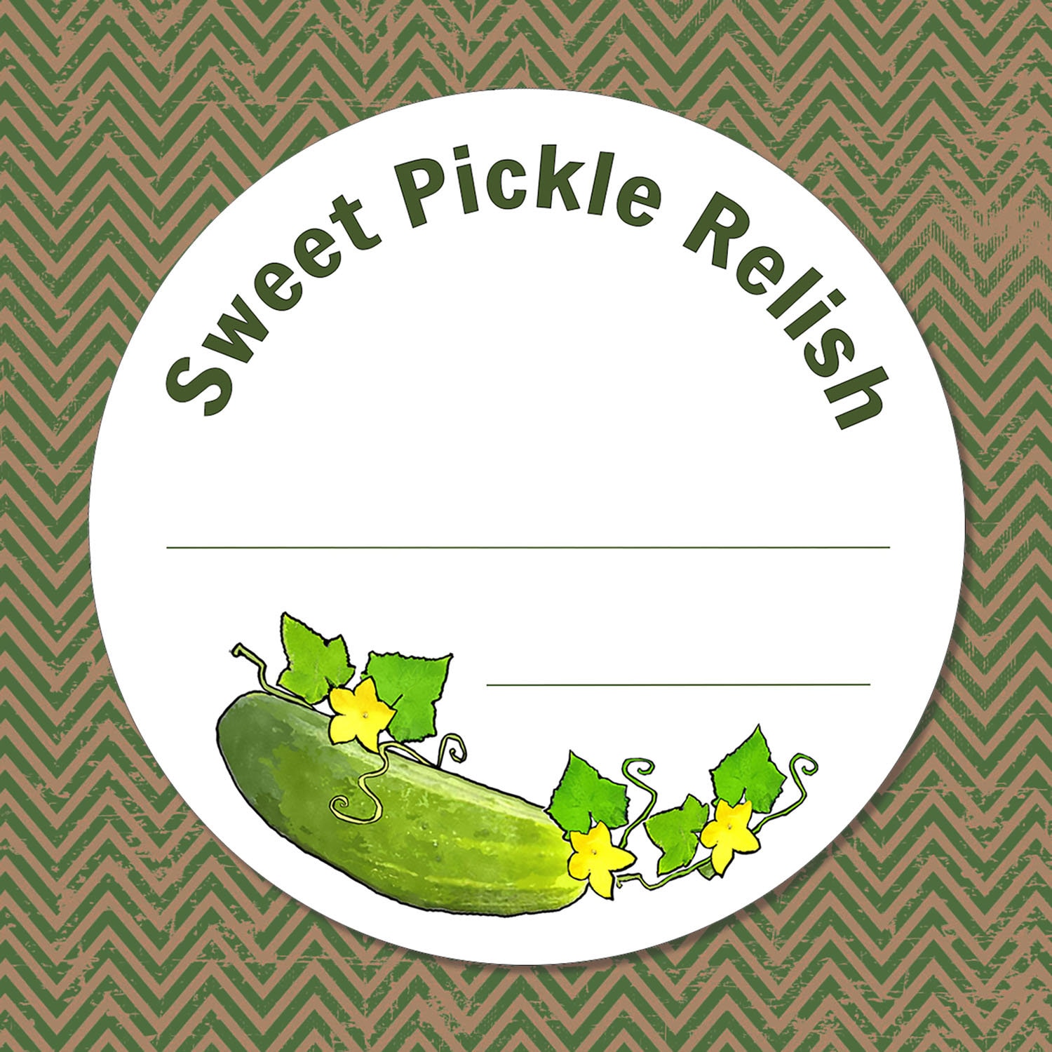Printable SWEET PICKLE Relish Canning Labels, Hang Tags, Mason Jars, Lids, Downloadable, DIY