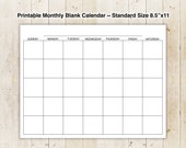 Blank Printable Calendar, Minimalist Design (Digital Download)