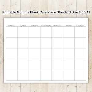 BLANK Kalender,minimalistischer Kalender,digitaler Download,DIY Kalender,Wandkalender,Kalender für Kühlschrank,Küchenkalender,leerer Kalender