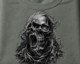 Halloween Skull PNG, Horror Gothic Design, Realistic Sublimation Art, DTF Transfer & Digital Download