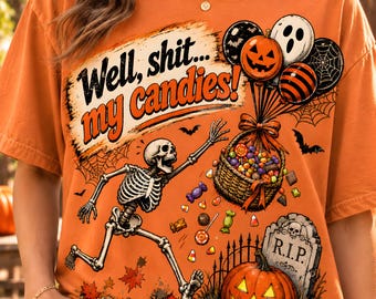 Funny Skeleton Lost Balloon Halloween PNG, Retro Gothic Dark Humor, Sarcastic Spooky Design
