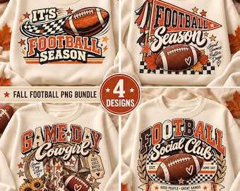 Retro Football PNG Bundle, Game Day, Western Cowgirl Designs (Digital Download)
