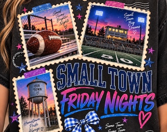Small Town Friday Nights Football PNG, Stadium Lights, Bow Detail (Digital Download)