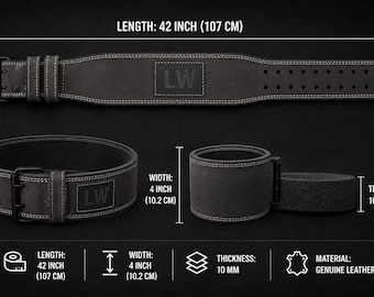 Genuine Leather Weightlifting Belt – 10mm Thick, 4" Wide, Steel Buckle