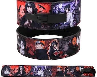 Cinturón de levantamiento de pesas Naruto Akatsuki – Cuero de microfibra de 10 mm, hebilla de palanca (4 pulgadas)