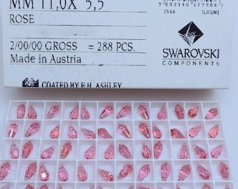 Swarovski Rose Crystal Pendants: Art #6000, 11mm x 5.5mm and 13mm x 6.5mm, 12 pcs up to Full Factory (or half) Package (144-288 pendants)