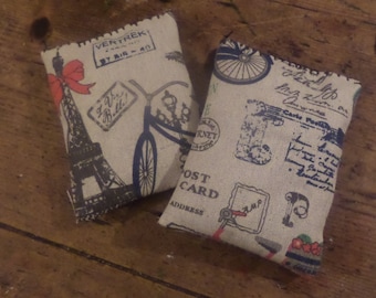 Fleurs de lavande en sachet imprimé vintage coton lin