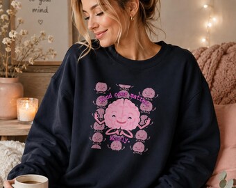 Sudadera "Cerebro Meditativo" / Concienciación sobre la Salud Mental, Diseño Rosa Suave