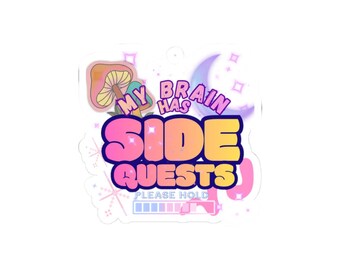 Pegatina "My Brain Has Side Quests" / Vinilo decorativo de Mushroom Moon Gaming