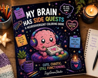 Libro para colorear "Mi cerebro tiene misiones secundarias" / Libro de actividades de afirmación neurodivergente
