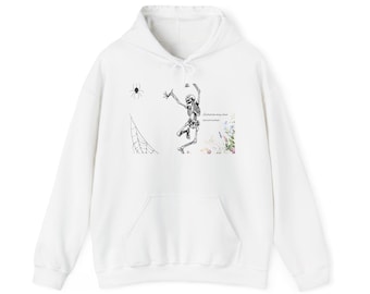 Sudadera con capucha de esqueleto divertida, telaraña floral gótica, regalo de humor científico