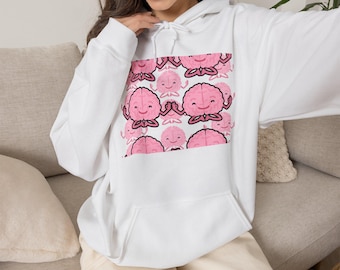Sudadera con capucha con estampado de cerebro rosa