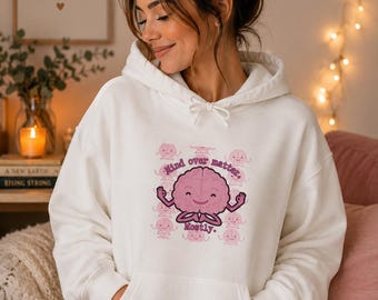 Sudadera con capucha rosa con diseño de cerebro / Arte científico geek, mezcla acogedora de algodón y poliéster