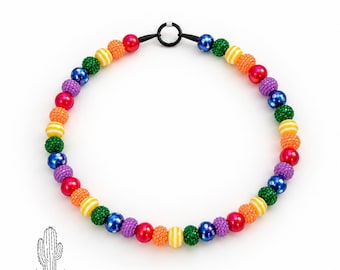 Rainbow Pride Pet Necklace Collar: Personalized Custom Pet Collar