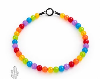 Rainbow Pride Pet Necklace Collar: Personalized Custom Pet Collar