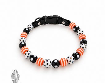 Black White Orange Halloween Pet Necklace Collar: Personalized Custom Pet Collar