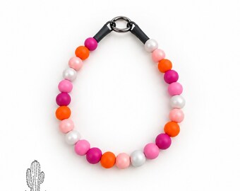 Pink, Orange, White Pet Necklace Collar: Cat or Small Dog