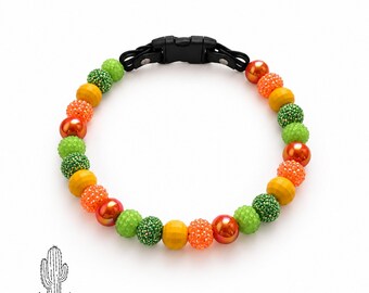 Summer Orange, Green, Gold Pet Necklace Collar