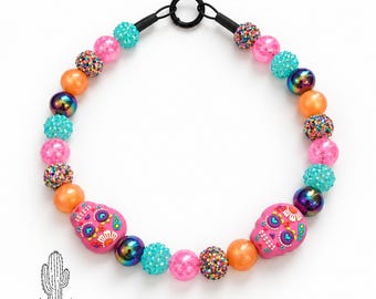 Sugar Skull Pet Necklace Collar: Personalized Custom Pet Collar
