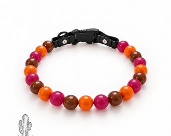 Fall Autumn Pet Necklace Collar: Brown, Orange, Berry Pink Thanksgiving Collar