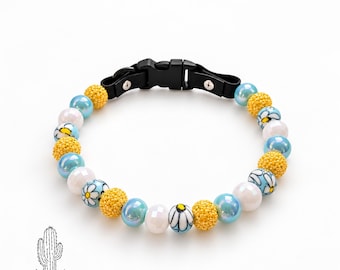 Daisy Flower Dog Pet Necklace Collar: Personalized Custom Pet Collar