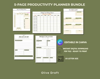 Tagesplaner mit Zeitblockierung zum Ausdrucken, minimalistische Zeitmanagement-Vorlage, Stundenplan, Aufgabenverfolgung mit Zeitblockierung, Planer-PDF