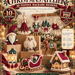 Christmas Macrame Design Guide: 10 Festive Designs, PDF Bundle