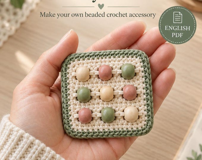 Beaded Fidget Square Crochet Pattern PDF, Mini Pocket Fidget