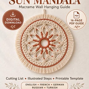 Sun Mandala Macrame Pattern PDF | 5 Languages
