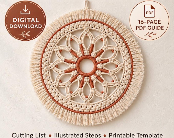 Sun Mandala Macrame Pattern PDF | 5 Languages