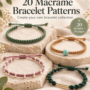 20 Macrame Bracelet Patterns PDF Bundle, Beaded & Knotted Jewelry Tutorials, DIY Friendship Bracelets, English Download