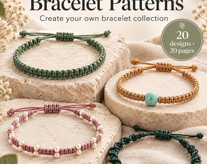 20 Macrame Bracelet Patterns PDF Bundle, Beaded & Knotted Jewelry Tutorials, DIY Friendship Bracelets, English Download