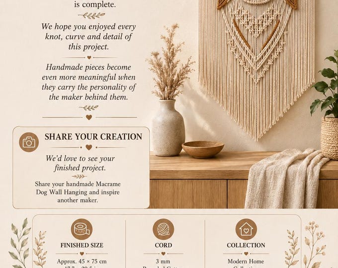 Macrame Dog Pattern, Dog Wall Hanging PDF, Pet Macrame Pattern, DIY Boho Dog Decor, Macrame Wall Art Tutorial