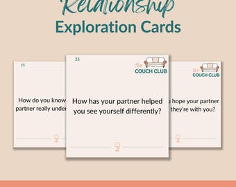 Cartes d'exploration relationnelle | Questions de conversation pour couples | Suggestions pour la thérapie de couple | PDF imprimable