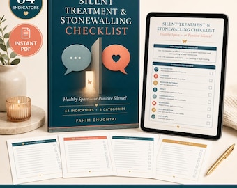 Silent Treatment and Stonewalling Checklist, Emotional Abuse and Toxic Relationship Worksheet, Printable PDF