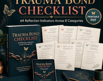 Trauma Bond Checklist, Narcissistic Abuse Recovery Worksheet, Toxic Relationship Reflection Guide, Printable PDF
