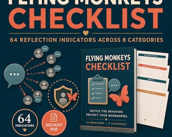 Narcissist Flying Monkeys Checklist, Smear Campaign and Social Manipulation Worksheet, Emotional Abuse Recovery PDF