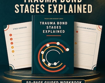 Cahier d'exercices sur les 7 étapes du lien traumatique | Explication du schéma d'attachement toxique | Guide de guérison après une relation avec un pervers narcissique (PDF)