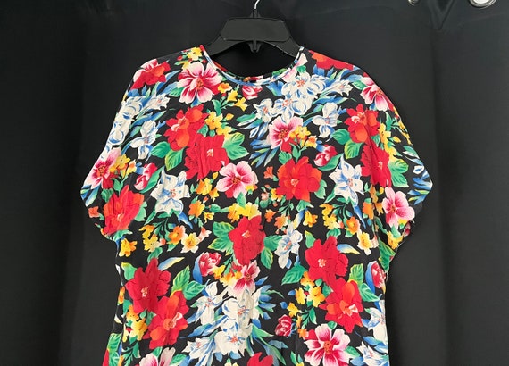 Liz Claiborne Silk Floral Cap Sleeve Blouse - image 2