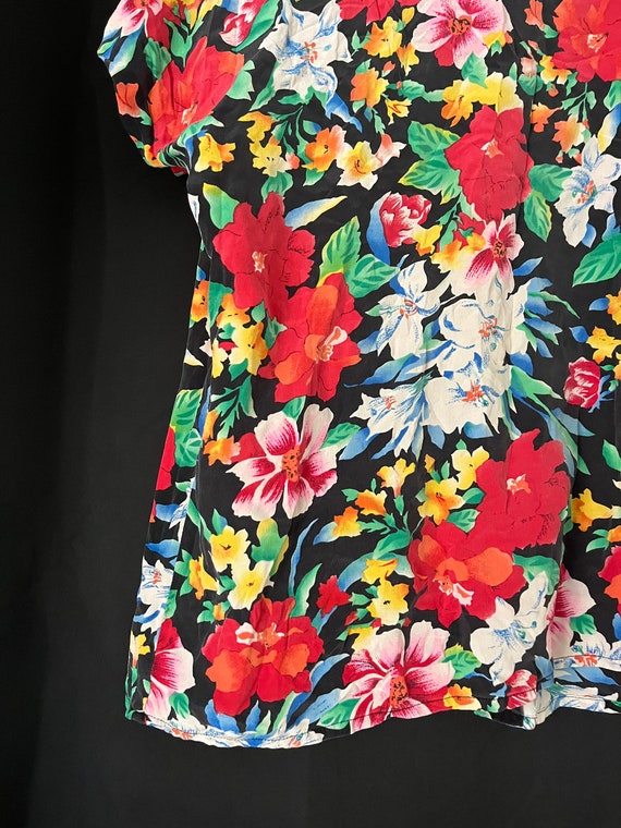 Liz Claiborne Silk Floral Cap Sleeve Blouse - image 3