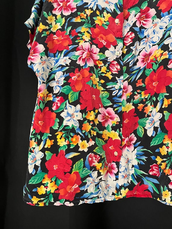 Liz Claiborne Silk Floral Cap Sleeve Blouse - image 6